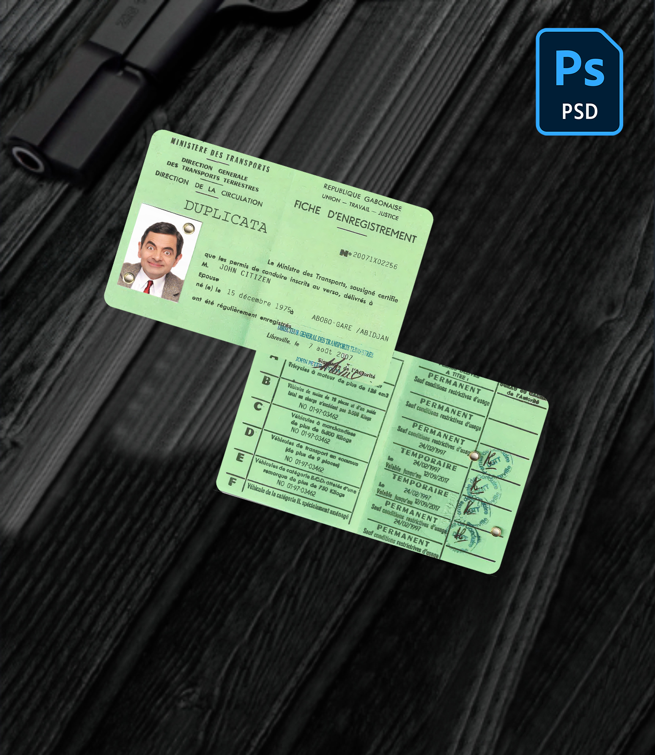 Gabon driving license PSD